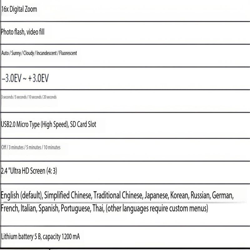 4K Digital Camera, 1200Mah Digital Camera with LED Fill Light Function, High Definition Screen Camera with 16X Digital Zoom, Camera with TF Memory Card