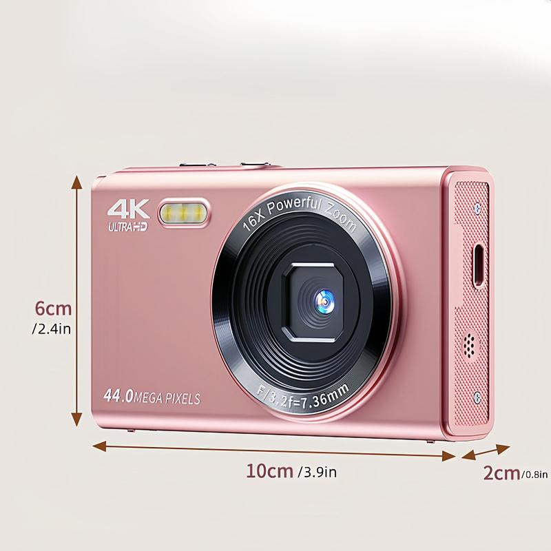 4K Digital Camera, 1200Mah Digital Camera with LED Fill Light Function, High Definition Screen Camera with 16X Digital Zoom, Camera with TF Memory Card