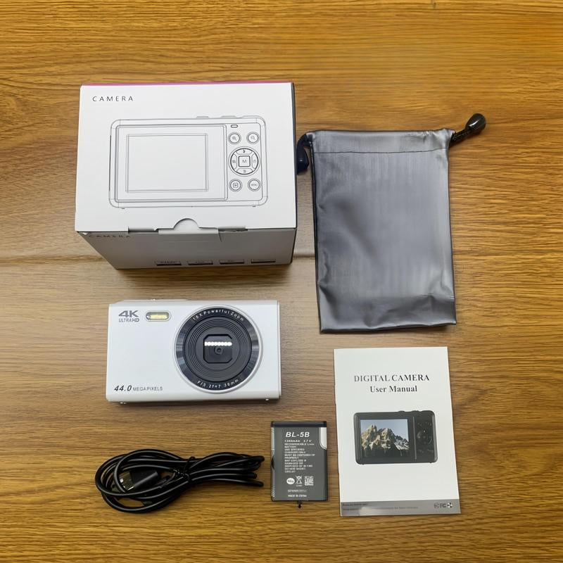 4K Digital Camera, 1200Mah Digital Camera with LED Fill Light Function, High Definition Screen Camera with 16X Digital Zoom, Camera with TF Memory Card